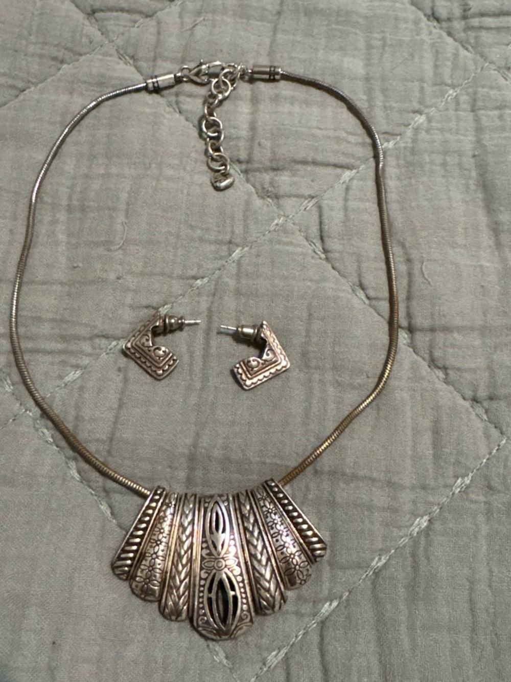 Brighton Elegant Silver-Tone Statement Necklace & Earring Set